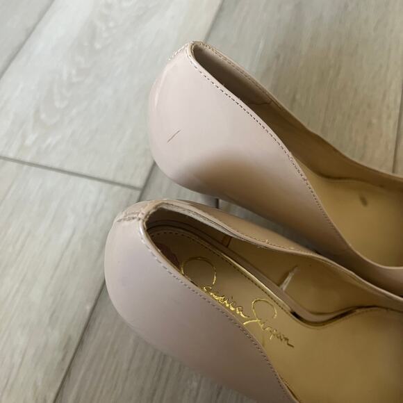 Jessica Simpson 'Oravia' Women's 7.5 Nude Patent Pump Heel Pointed Toe - Picture 6 of 10